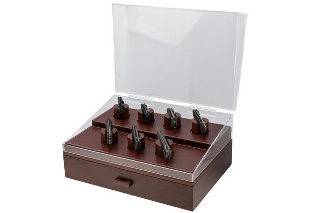 Afbeelding voor Holme & Hadfield Armory Pro Knife Display Case ARP-WT-794-1 Walnut, zakmessen display voor 30 stuks