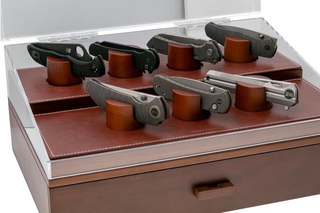 Afbeelding voor Holme & Hadfield Armory Pro Knife Display Case ARP-WT-794-1 Walnut, zakmessen display voor 30 stuks