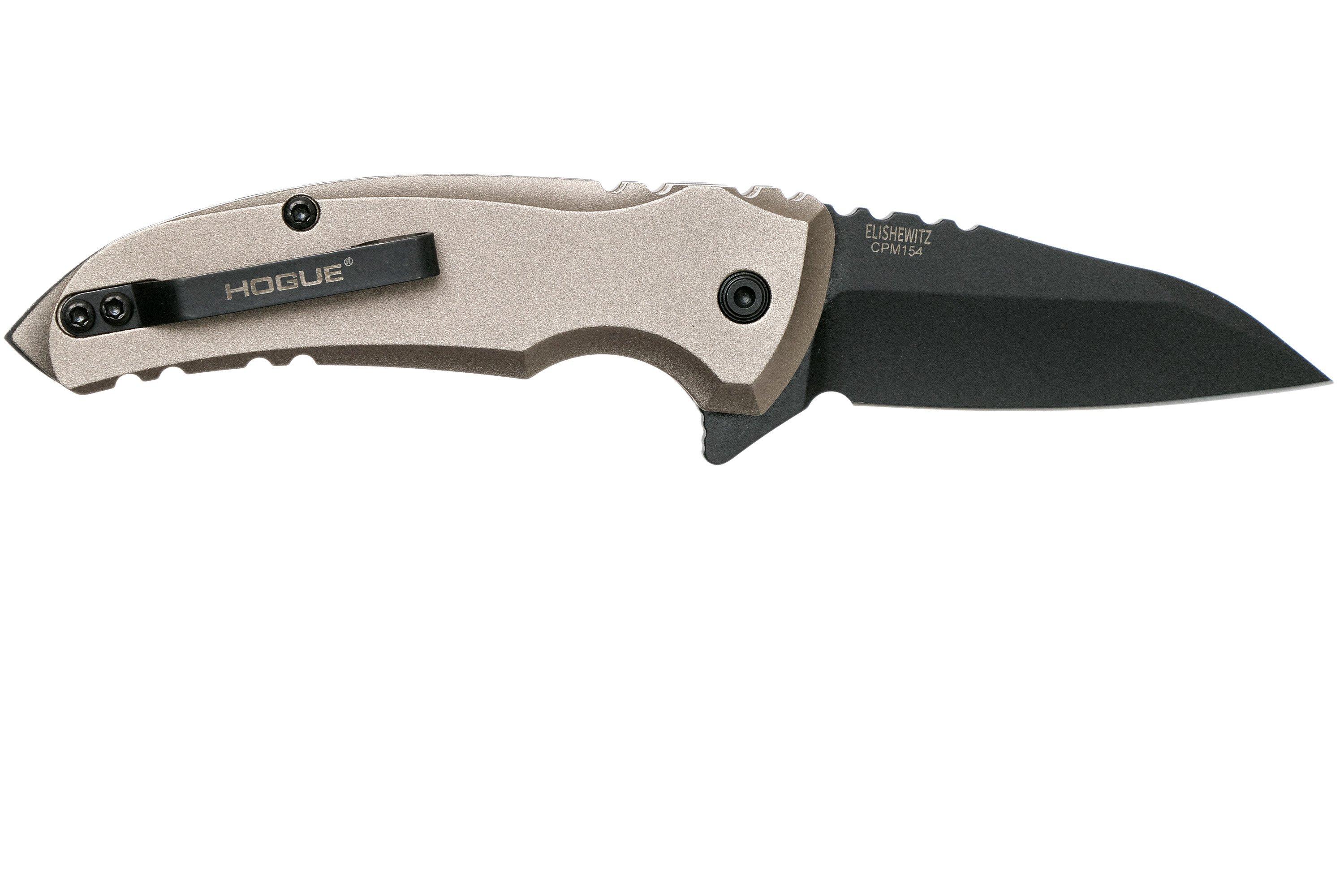 Hogue X1 Microflip Desert Tan, Black Wharncliffe Blade pocket knife