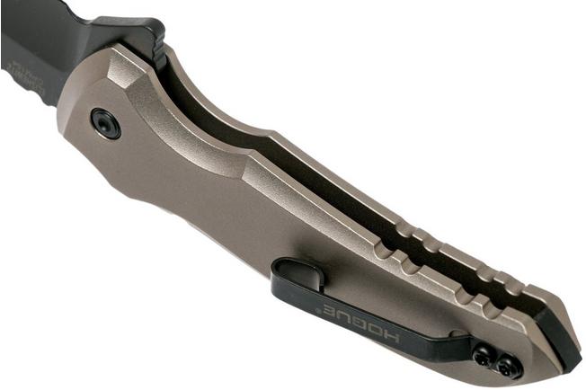 Bild für Hogue X1 Microflip Desert Tan, Black Wharncliffe Blade Taschenmesser 24167, Allen Elishewitz design