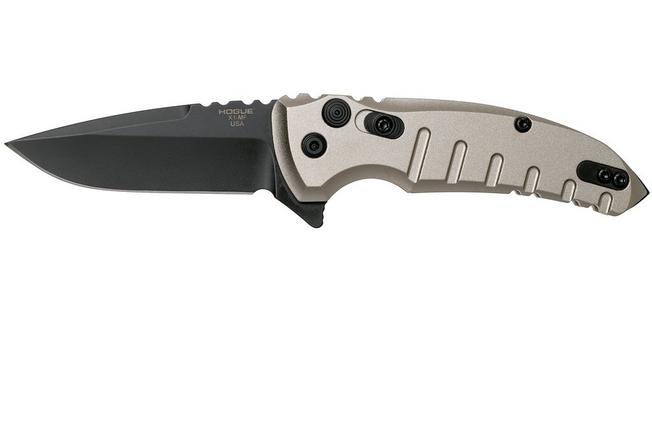 Bild für Hogue X1 Microflip Desert Tan, Black Droppoint Blade Taschenmesser 24177, Allen Elishewitz design