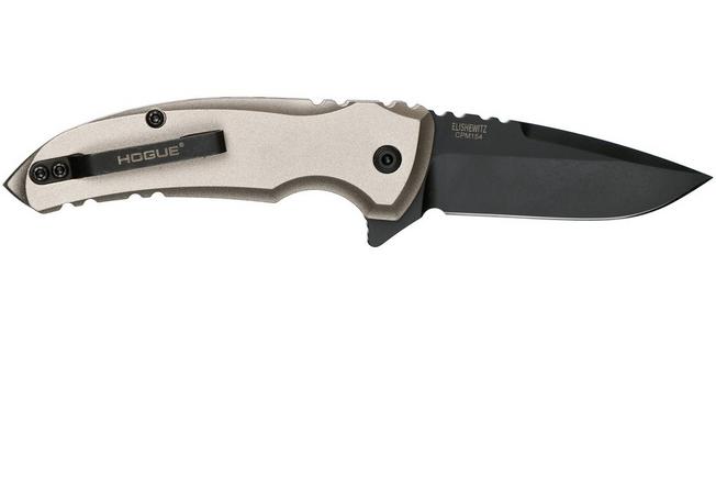 Bild für Hogue X1 Microflip Desert Tan, Black Droppoint Blade Taschenmesser 24177, Allen Elishewitz design