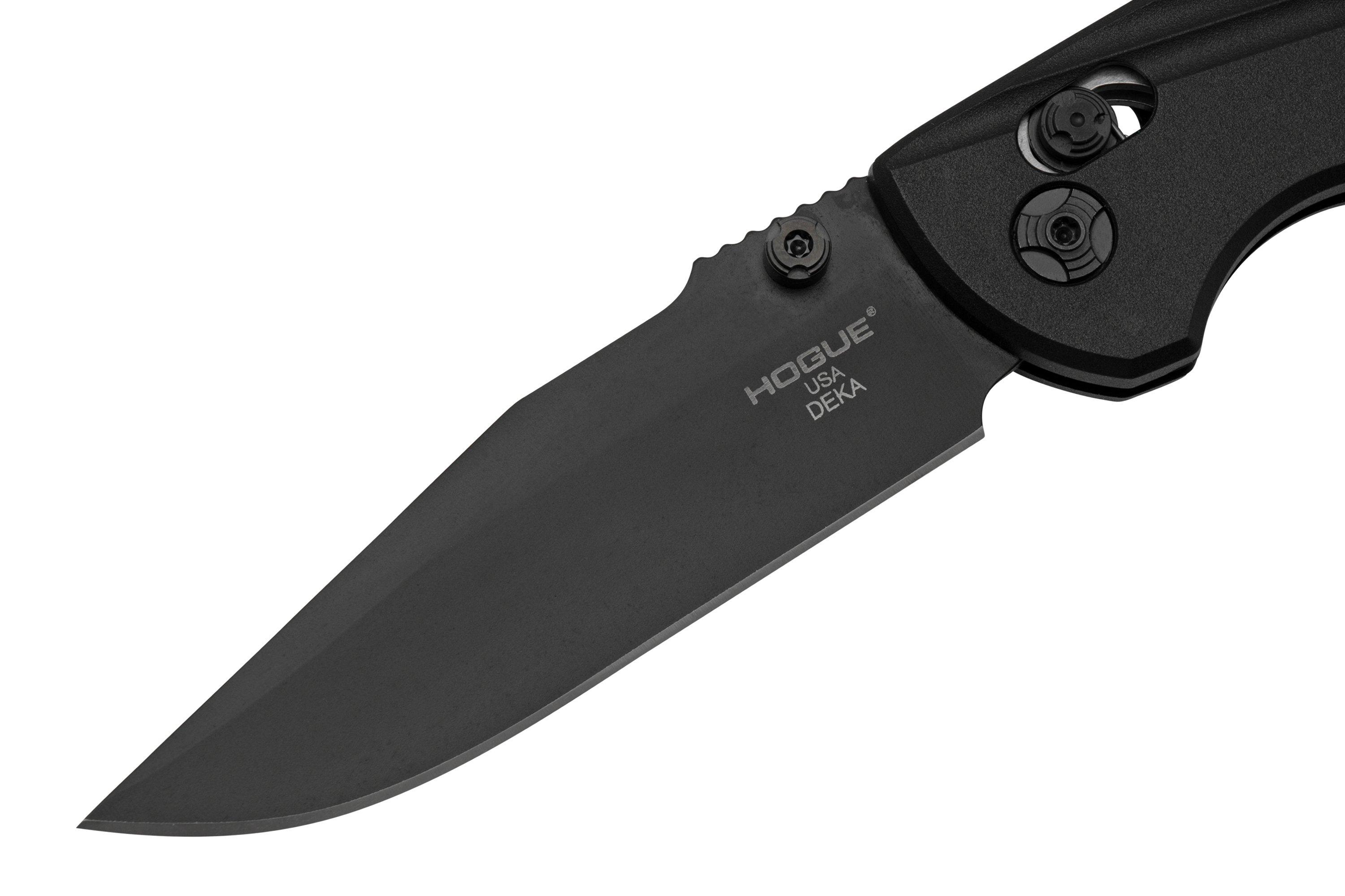 Hogue Deka 24376, Solid Black Polymer, Magnacut Clippoint, pocket knife ...