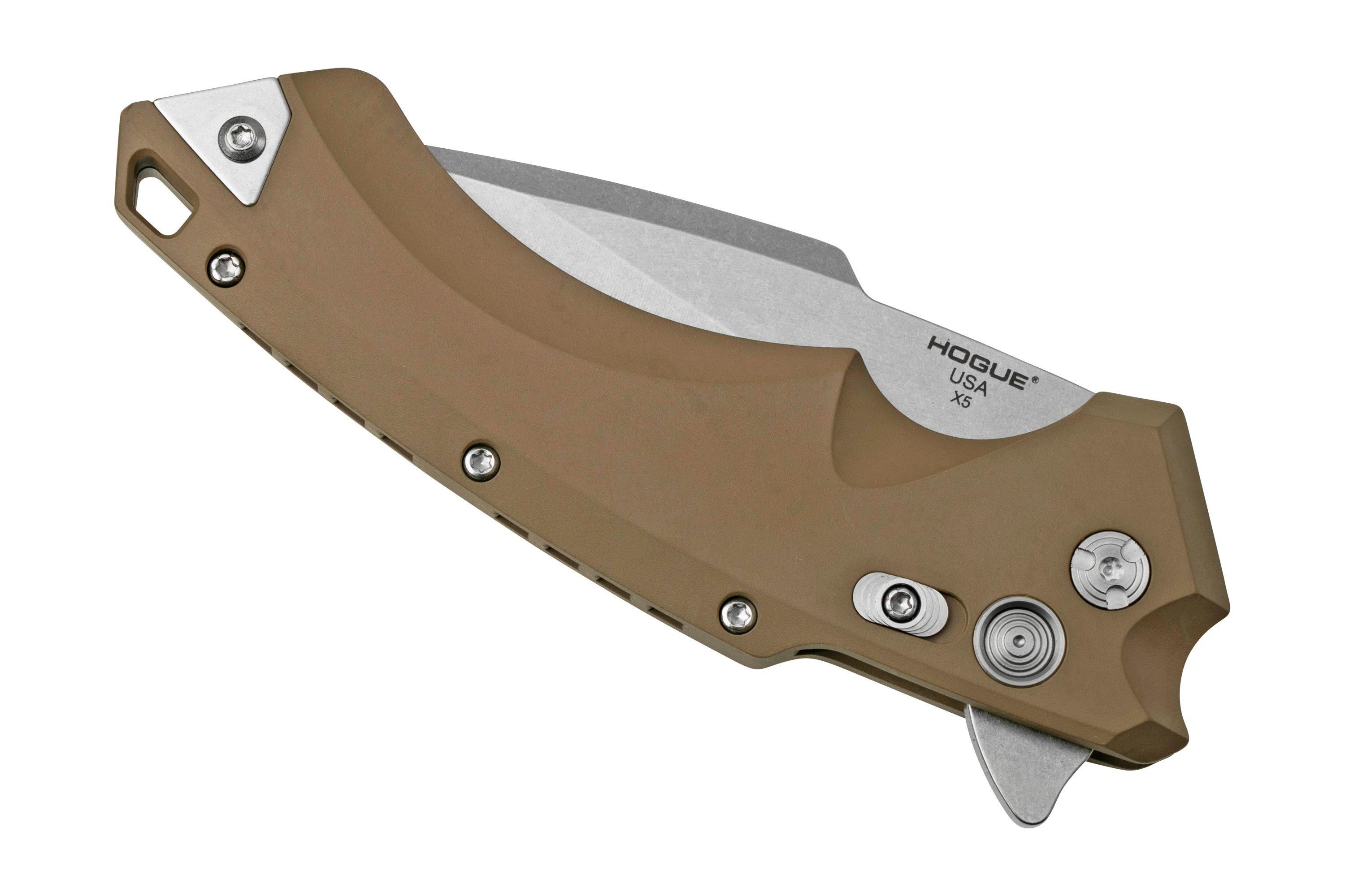 Hogue X5 4" Spearpoint 34554 Dark Earth pocket knife, Allen Elishewitz