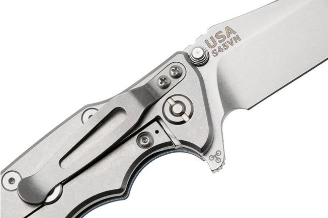 Afbeelding voor Rick Hinderer Eklipse 3.5" Spearpoint Stonewashed S45VN, Titanium Blue G10, zakmes