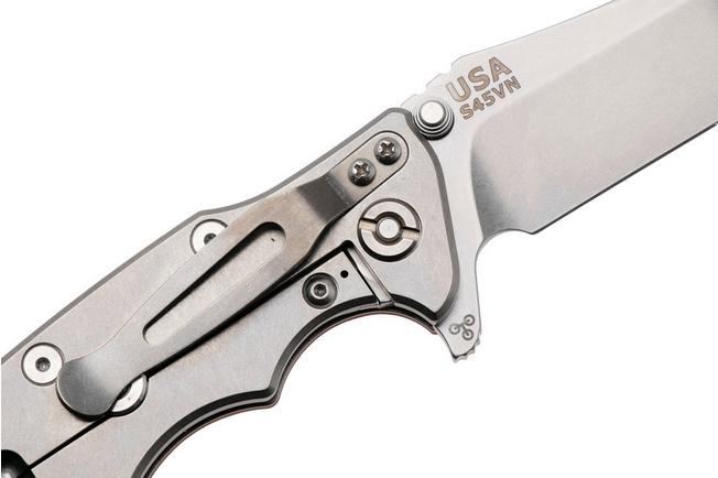 Afbeelding voor Rick Hinderer Eklipse 3.5" Spearpoint Stonewashed S45VN, Titanium Red G10, zakmes