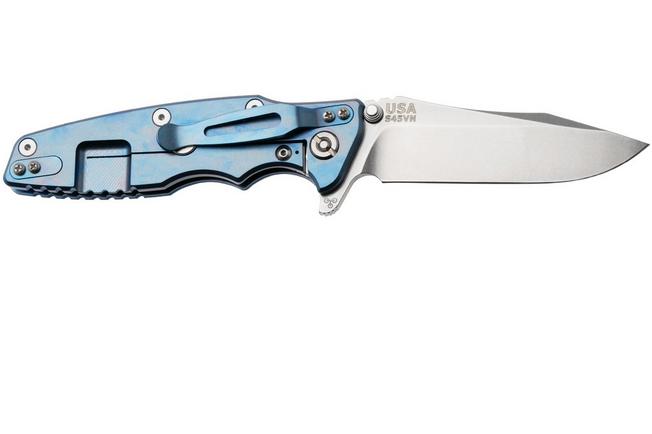 Afbeelding voor Rick Hinderer Eklipse 3.5" Spearpoint Stonewashed Blue S45VN, Titanium Blue G10, zakmes