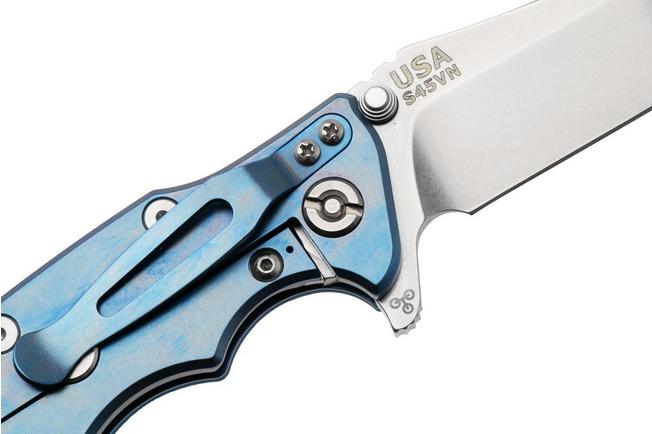Afbeelding voor Rick Hinderer Eklipse 3.5" Spearpoint Stonewashed Blue S45VN, Titanium Blue G10, zakmes