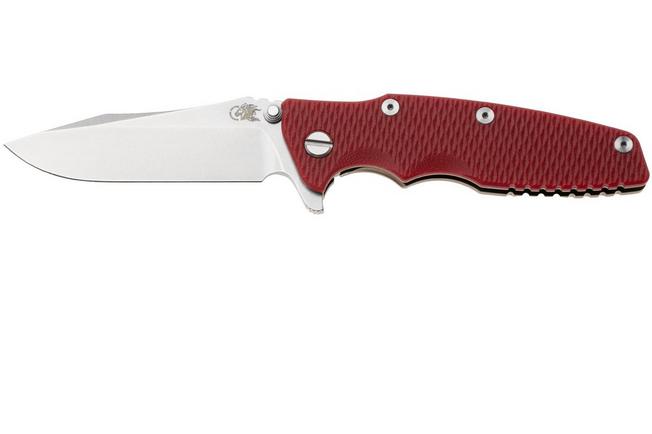 Afbeelding voor Rick Hinderer Eklipse 3.5" Spearpoint Stonewashed Bronze S45VN, Titanium Red G10, zakmes
