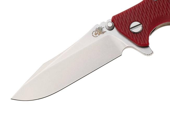Afbeelding voor Rick Hinderer Eklipse 3.5" Spearpoint Stonewashed Bronze S45VN, Titanium Red G10, zakmes