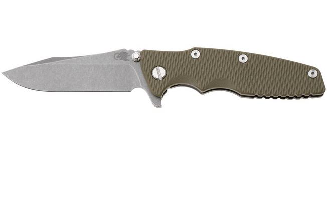 Afbeelding voor Rick Hinderer Eklipse 3.5" Spearpoint Working Finish S45VN, Titanium OD Green G10, zakmes