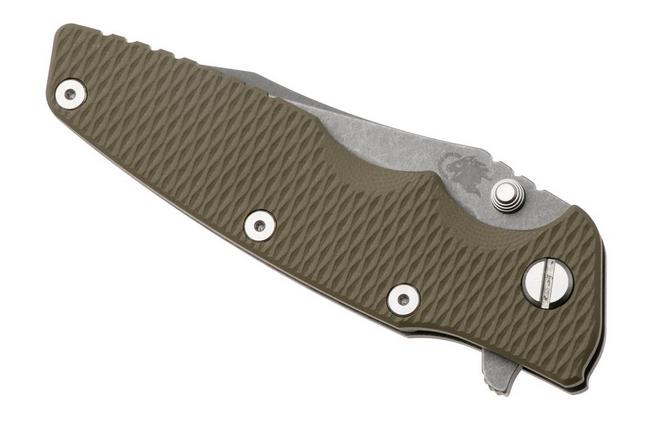 Afbeelding voor Rick Hinderer Eklipse 3.5" Spearpoint Working Finish S45VN, Titanium OD Green G10, zakmes