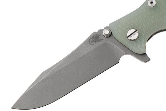 Afbeelding voor Rick Hinderer Eklipse 3.5" Spearpoint Working Finish S45VN, Titanium Translucent Green G10, zakmes