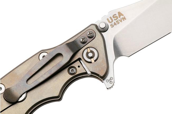 Afbeelding voor Rick Hinderer Eklipse 3.5" Slicer Hollow Stonewash Bronze S45VN, Titanium Black G10, zakmes