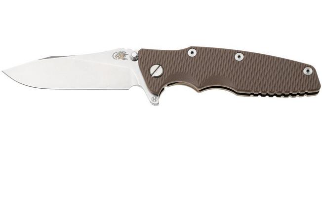 Afbeelding voor Rick Hinderer Eklipse 3.5" Slicer Hollow Stonewash Bronze S45VN, Titanium FDE G10, zakmes