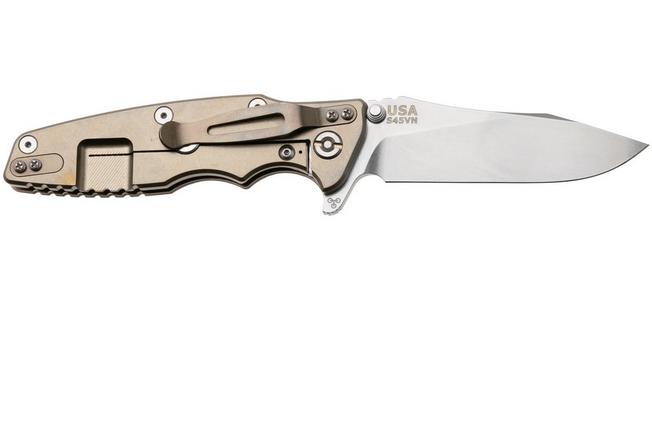 Afbeelding voor Rick Hinderer Eklipse 3.5" Slicer Hollow Stonewash Bronze S45VN, Titanium FDE G10, zakmes