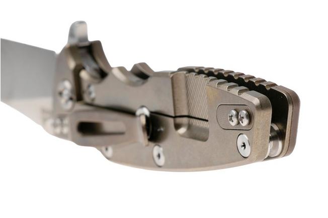 Afbeelding voor Rick Hinderer Eklipse 3.5" Slicer Hollow Stonewash Bronze S45VN, Titanium FDE G10, zakmes