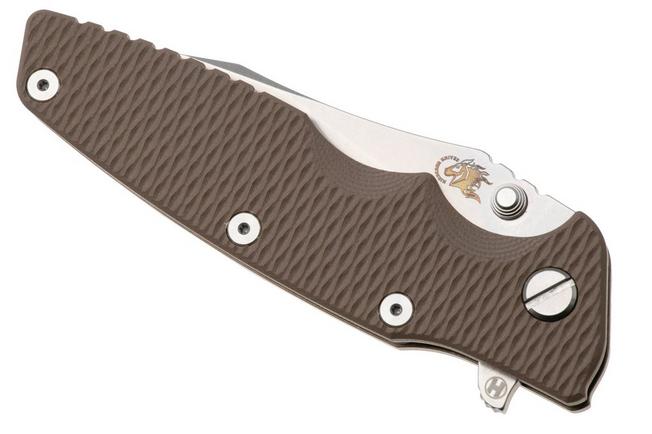 Afbeelding voor Rick Hinderer Eklipse 3.5" Slicer Hollow Stonewash Bronze S45VN, Titanium FDE G10, zakmes