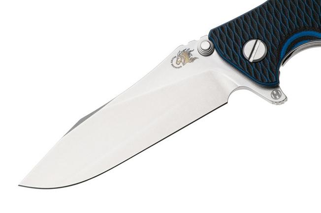 Afbeelding voor Rick Hinderer Eklipse 3.5" Slicer Hollow Stonewash Blue S45VN, Titanium Blue/Black G10, zakmes
