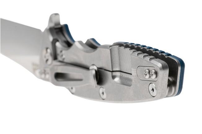 Afbeelding voor Rick Hinderer Eklipse 3.5" Slicer Hollow Stonewash Blue S45VN, Titanium Blue/Black G10, zakmes