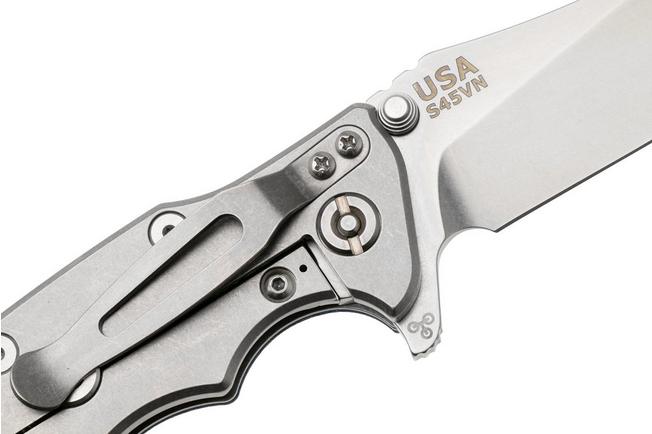 Afbeelding voor Rick Hinderer Eklipse 3.5" Slicer Hollow Stonewash Blue S45VN, Titanium Blue/Black G10, zakmes