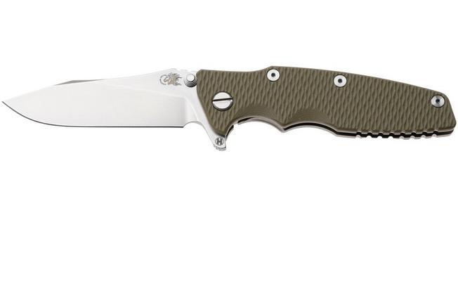 Afbeelding voor Rick Hinderer Eklipse 3.5" Slicer Hollow Stonewashed S45VN, Titanium OD Green G10, zakmes