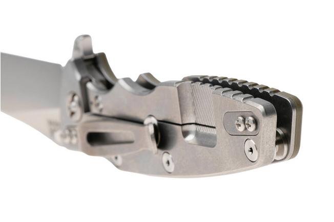 Afbeelding voor Rick Hinderer Eklipse 3.5" Slicer Hollow Stonewashed S45VN, Titanium OD Green G10, zakmes