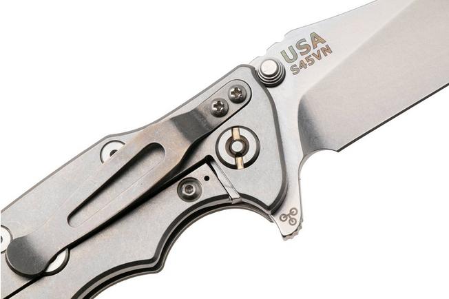 Afbeelding voor Rick Hinderer Eklipse 3.5" Slicer Hollow Stonewashed S45VN, Titanium OD Green G10, zakmes