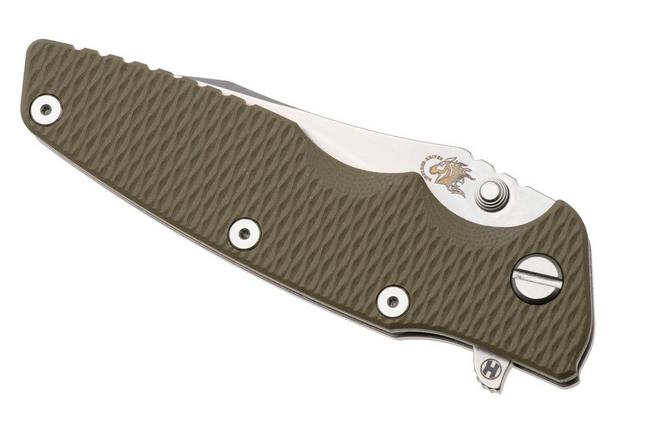 Afbeelding voor Rick Hinderer Eklipse 3.5" Slicer Hollow Stonewashed S45VN, Titanium OD Green G10, zakmes