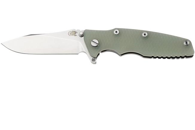 Afbeelding voor Rick Hinderer Eklipse 3.5" Slicer Hollow Stonewashed S45VN, Titanium Translucent Green G10, zakmes