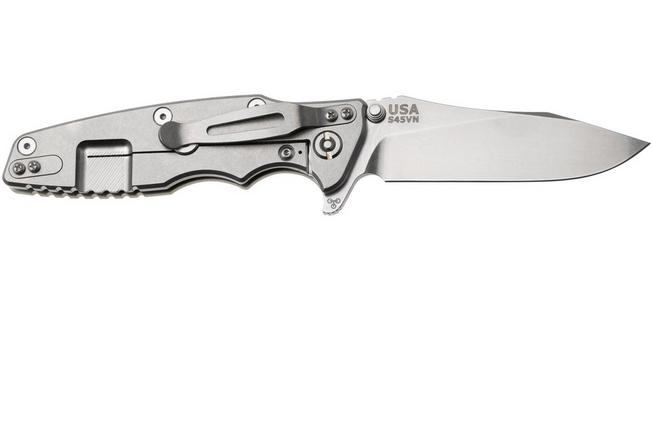 Afbeelding voor Rick Hinderer Eklipse 3.5" Slicer Hollow Stonewashed S45VN, Titanium Translucent Green G10, zakmes