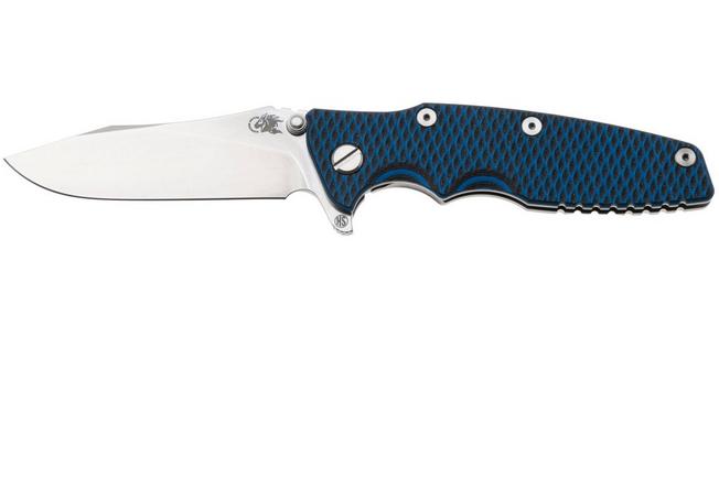 Afbeelding voor Rick Hinderer Eklipse 3.5" Skinny Slicer, Hollow Grind Stonewash Magnacut, Blue/Black G10, zakmes