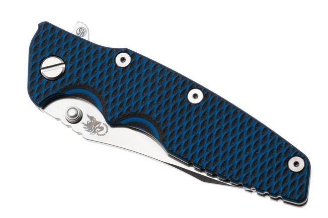 Afbeelding voor Rick Hinderer Eklipse 3.5" Skinny Slicer, Hollow Grind Stonewash Magnacut, Blue/Black G10, zakmes