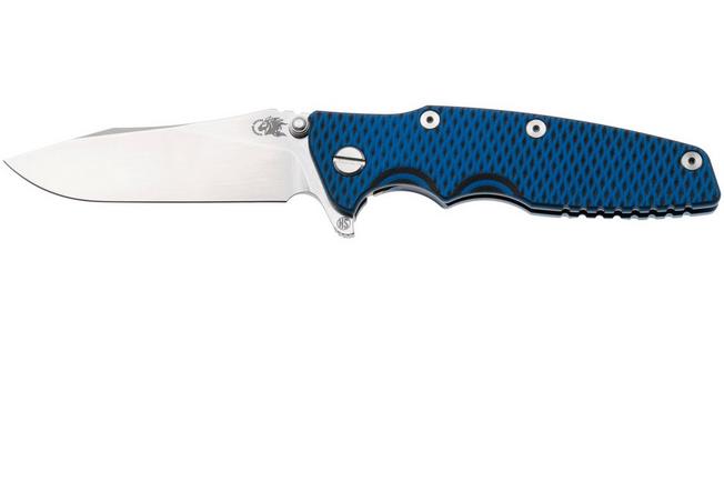Afbeelding voor Rick Hinderer Eklipse 3.5" Skinny Slicer, Hollow Grind Stonewash Magnacut, Blue, Blue/Black G10, zakmes