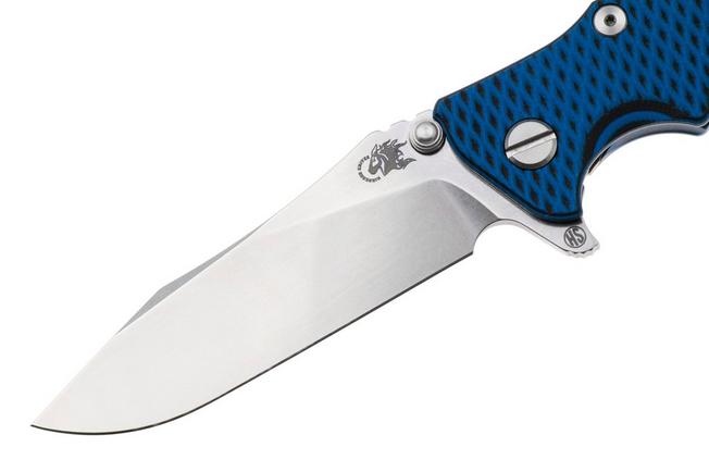 Afbeelding voor Rick Hinderer Eklipse 3.5" Skinny Slicer, Hollow Grind Stonewash Magnacut, Blue, Blue/Black G10, zakmes