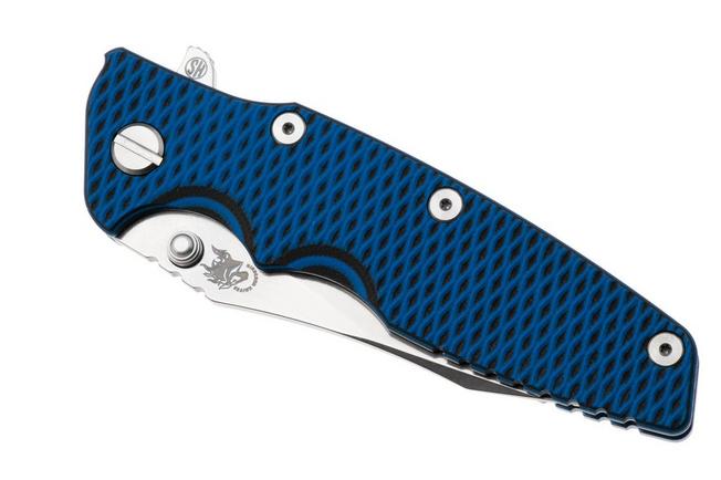 Afbeelding voor Rick Hinderer Eklipse 3.5" Skinny Slicer, Hollow Grind Stonewash Magnacut, Blue, Blue/Black G10, zakmes