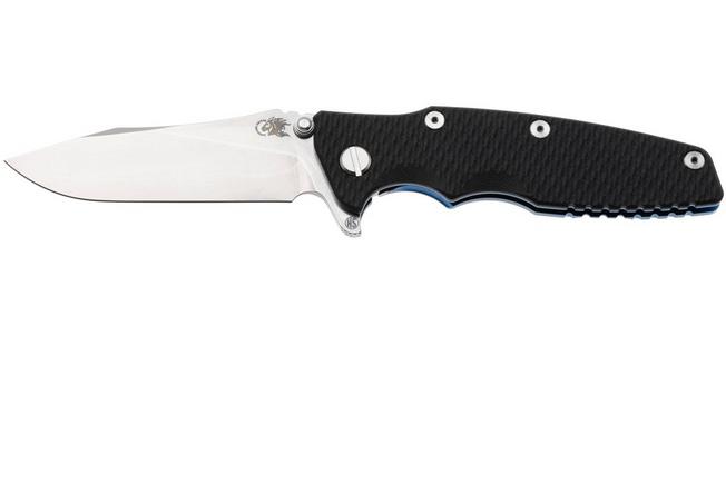 Afbeelding voor Rick Hinderer Eklipse 3.5" Skinny Slicer, Hollow Grind Stonewash Magnacut, Blue, Black G10, zakmes