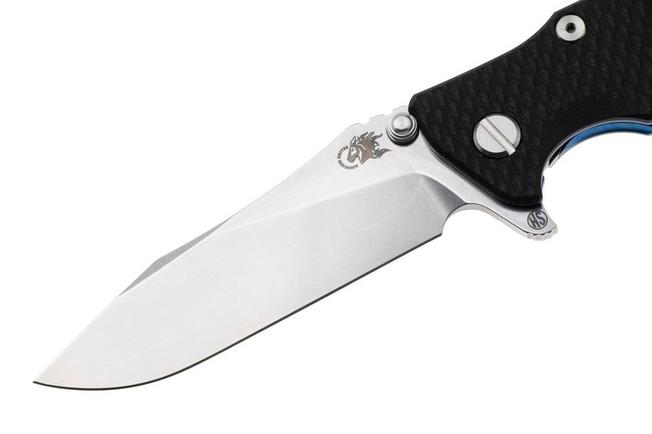 Afbeelding voor Rick Hinderer Eklipse 3.5" Skinny Slicer, Hollow Grind Stonewash Magnacut, Blue, Black G10, zakmes