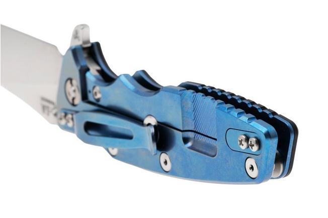 Afbeelding voor Rick Hinderer Eklipse 3.5" Skinny Slicer, Hollow Grind Stonewash Magnacut, Blue, Black G10, zakmes