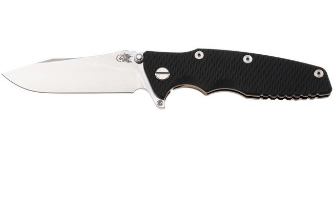 Afbeelding voor Rick Hinderer Eklipse 3.5" Skinny Slicer, Hollow Grind Stonewash Magnacut, Bronze, Black G10, zakmes