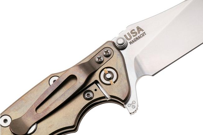 Afbeelding voor Rick Hinderer Eklipse 3.5" Skinny Slicer, Hollow Grind Stonewash Magnacut, Bronze, Black G10, zakmes