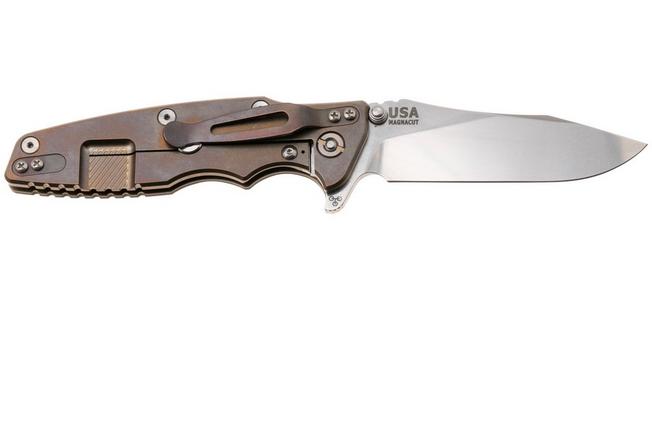 Afbeelding voor Rick Hinderer Eklipse 3.5" Skinny Slicer, Hollow Grind Stonewash Magnacut, Bronze, OD Green G10, zakmes