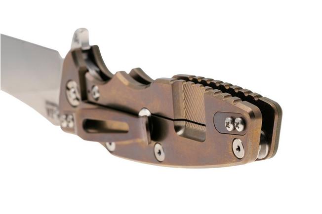 Afbeelding voor Rick Hinderer Eklipse 3.5" Skinny Slicer, Hollow Grind Stonewash Magnacut, Bronze, OD Green G10, zakmes