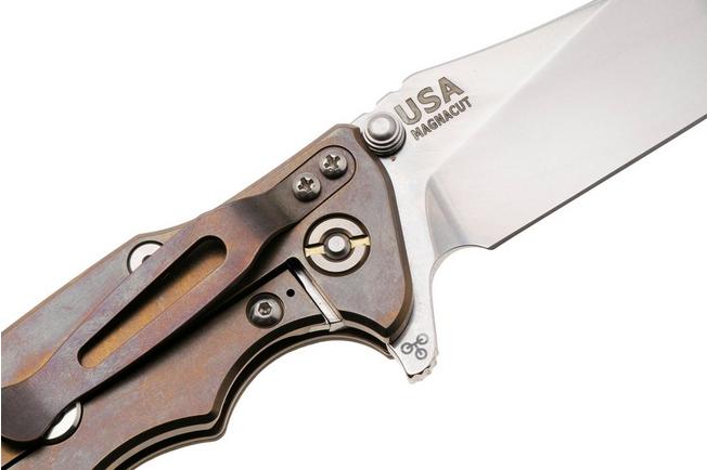 Afbeelding voor Rick Hinderer Eklipse 3.5" Skinny Slicer, Hollow Grind Stonewash Magnacut, Bronze, OD Green G10, zakmes