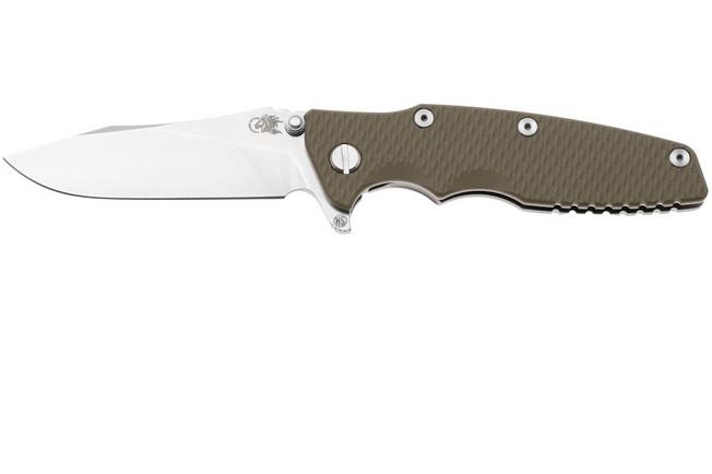 Afbeelding voor Rick Hinderer Eklipse 3.5" Skinny Slicer, Hollow Grind Stonewash Magnacut, OD Green G10, zakmes