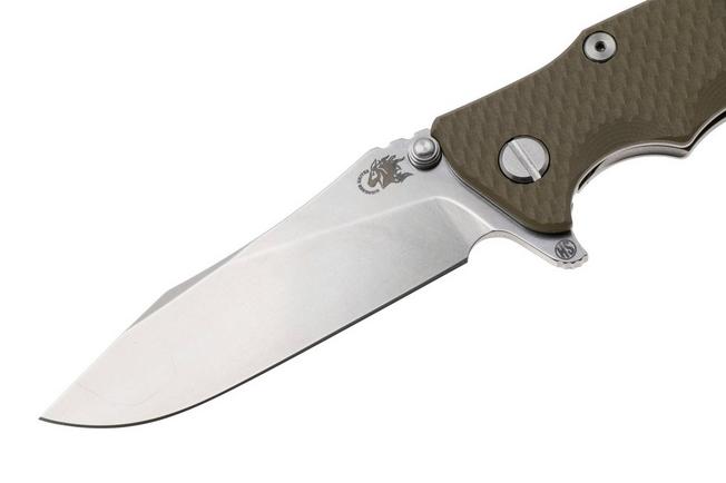 Afbeelding voor Rick Hinderer Eklipse 3.5" Skinny Slicer, Hollow Grind Stonewash Magnacut, OD Green G10, zakmes