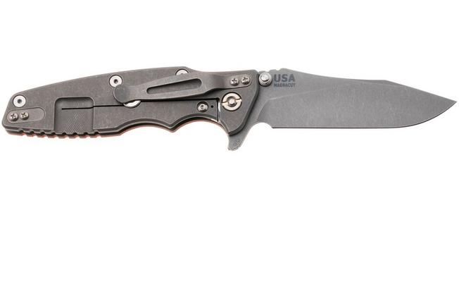 Afbeelding voor Rick Hinderer Eklipse 3.5" Skinny Slicer, Hollow Grind Working Finish Magnacut, Orange G10, zakmes