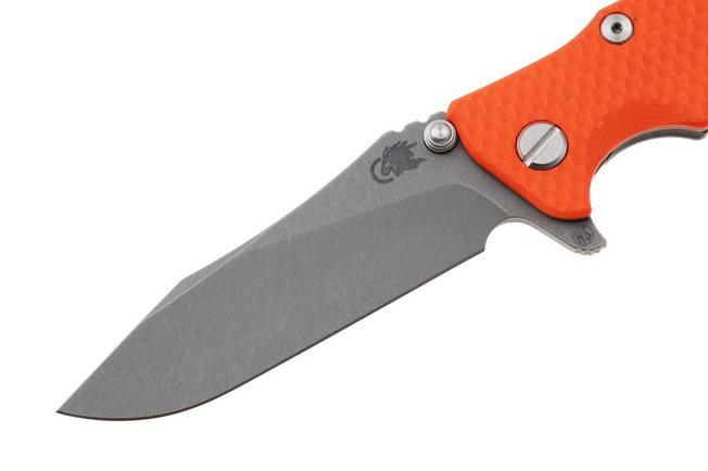 Afbeelding voor Rick Hinderer Eklipse 3.5" Skinny Slicer, Hollow Grind Working Finish Magnacut, Orange G10, zakmes