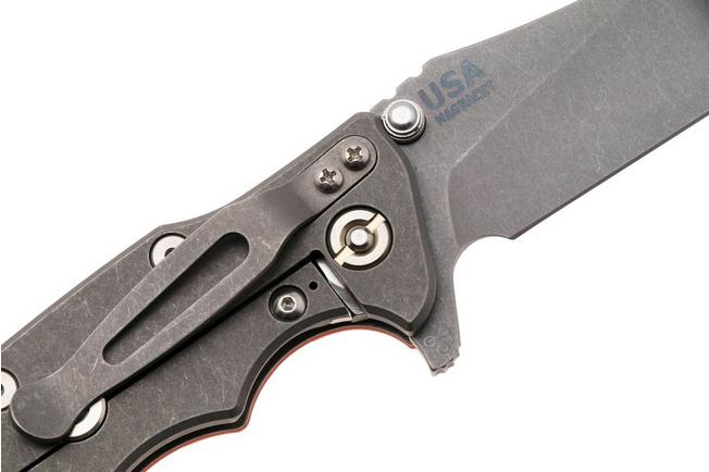 Afbeelding voor Rick Hinderer Eklipse 3.5" Skinny Slicer, Hollow Grind Working Finish Magnacut, Orange G10, zakmes