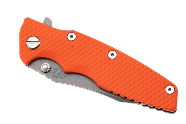 Afbeelding voor Rick Hinderer Eklipse 3.5" Skinny Slicer, Hollow Grind Working Finish Magnacut, Orange G10, zakmes